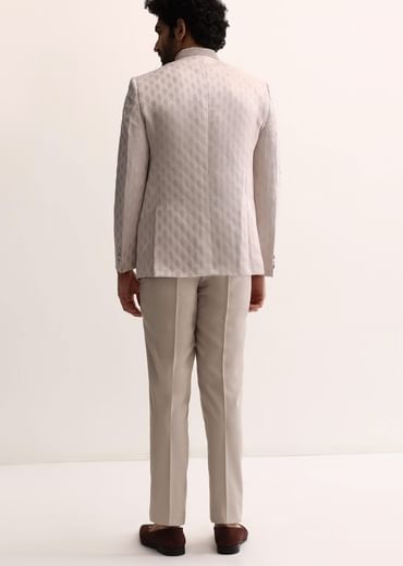 Beige Jodhpuri Suit With Self Work Embroidery For Men