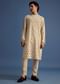 Beige Rayon Block Printed Kurta Set