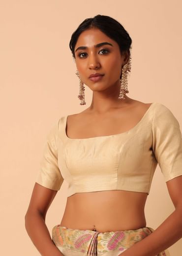 Beige Saree In Kora Silk With Floral Motif Multicolor Thread Work And Unstitched Blouse Piece