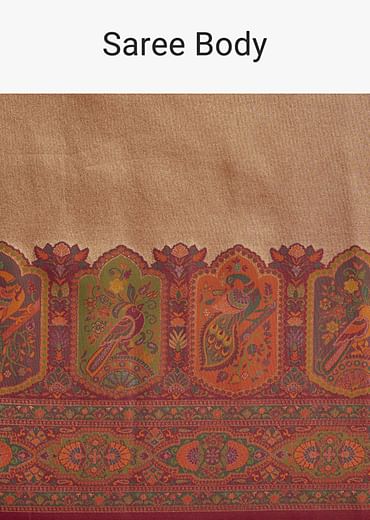 Beige Silk Saree With Traditional Woven Motifs