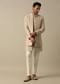 Beige Textured Indowestern Set for Grooms