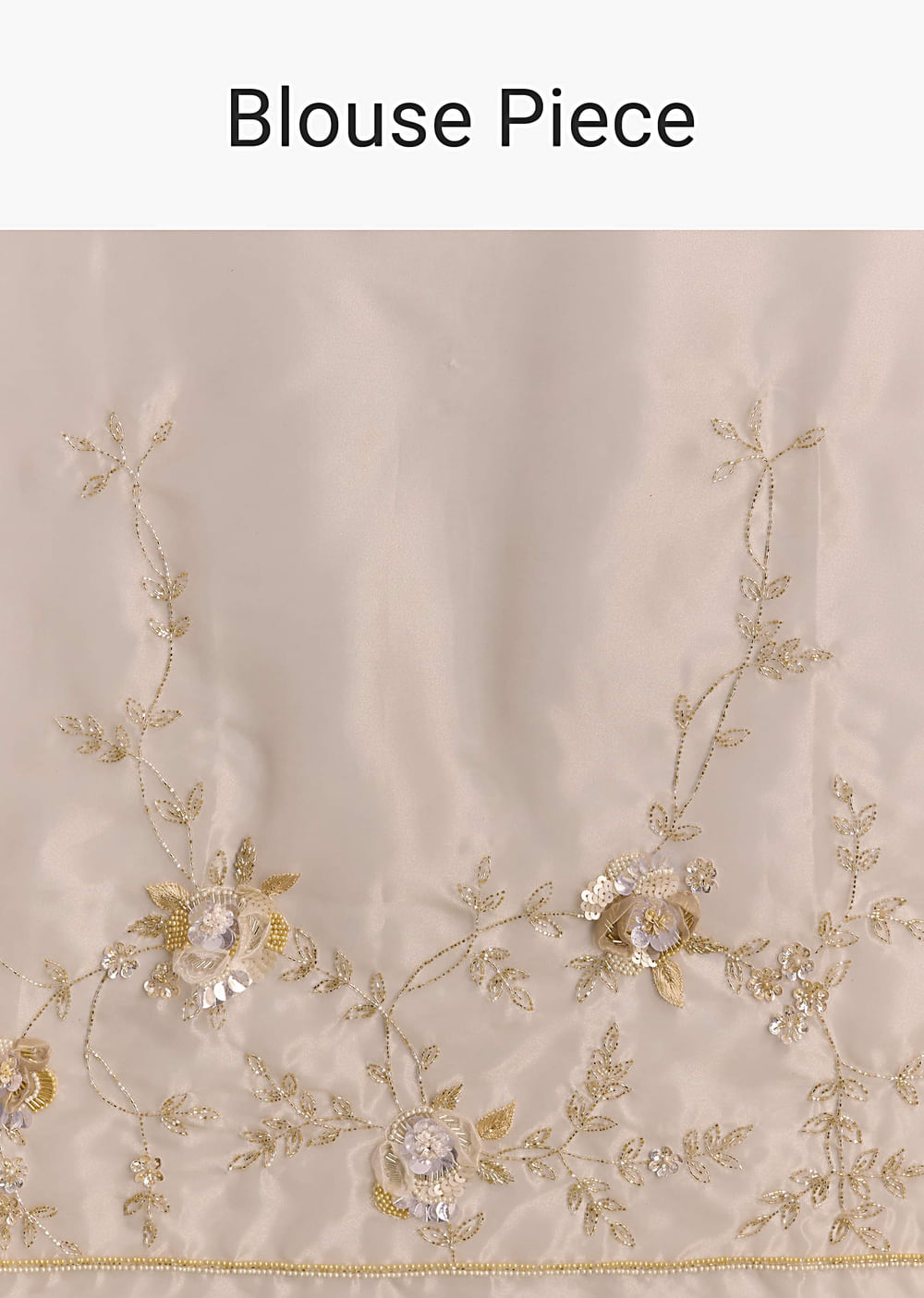 Beige Tissue Saree With Moti And Cutdana Embroidery