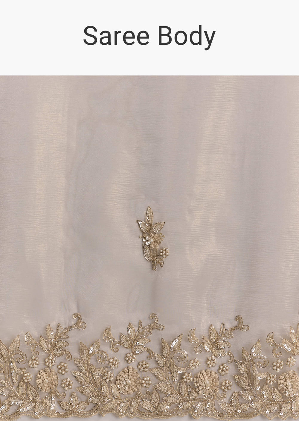Beige Tissue Saree With Sequins And Cutdana Embroidery