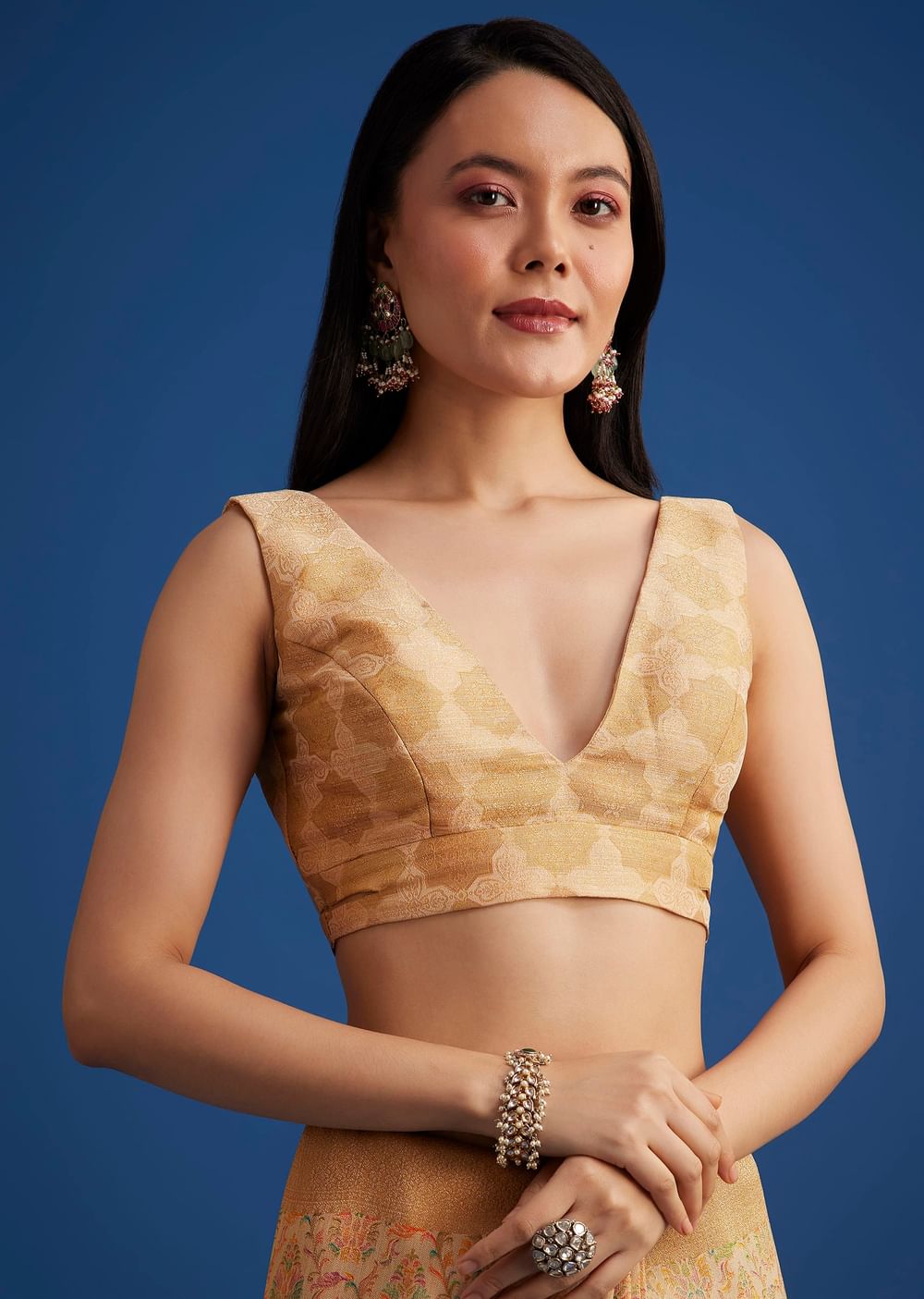 Beige Tissue Silk Saree With Woven Patterns