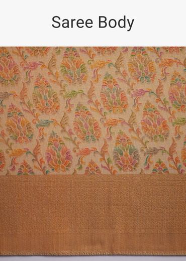 Beige Tissue Silk Saree With Woven Patterns