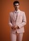 Beige Tuxedo And Pant Set With Cutdana Embellishments