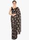 Black and gold chantilly lace saree with scalloped border only on Kalki