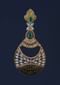 Black Carved Danglers With Crystals And Studded With Green Stone Online - Kalki Fashion