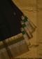 Black chanderi silk saree in weaved butti and temple border only on Kalki
