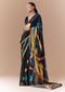 Black Checkered Printed Saree with Blouse Fabric