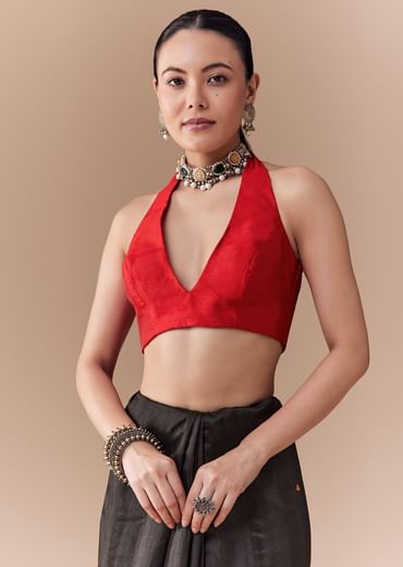 Black Cotton Linen Saree with Blouse Fabric