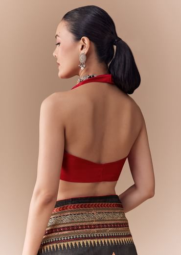 Black Cotton Linen Saree with Blouse Fabric