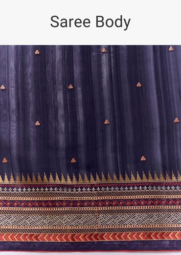 Black Cotton Linen Woven Saree with Blouse Fabric