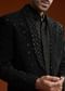 Black Cotton Satin Suit Set With Hand Embroidery