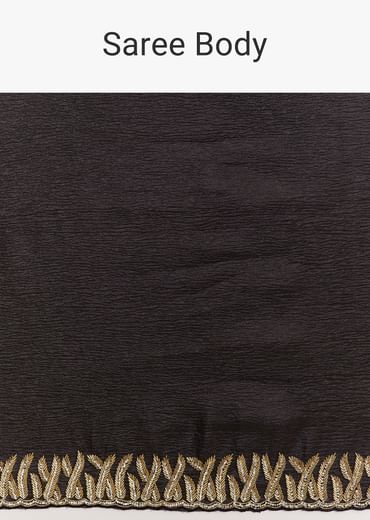 Black Crushed Tissue Saree With Scallop Border And Stone Embroidery