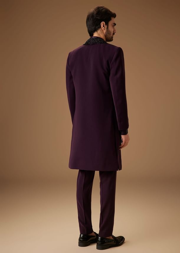 Black Cut Dana Work Indo Western Tuxedo