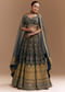 Black Floral Print Silk Lehenga Set with Dupatta