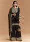 Black Georgette Palazzo Suit With Moti And Zari Work