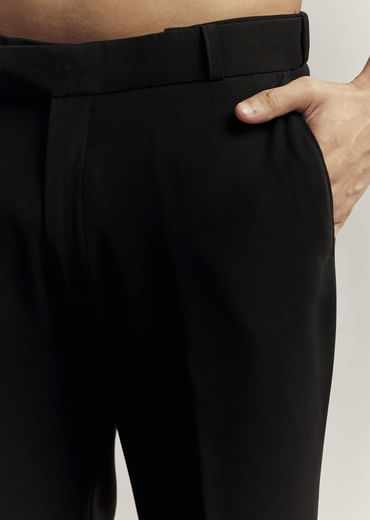 Black Indo Western For Men With Heavy Embroidery On Suiting Fabric