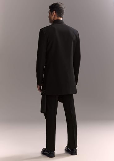 Black Indo Western Set For Men With Heavy Hand Work