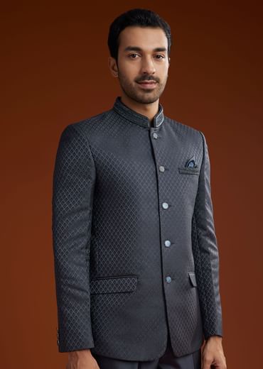 Blue Jodhpuri Suit With Cutdana Embroidery