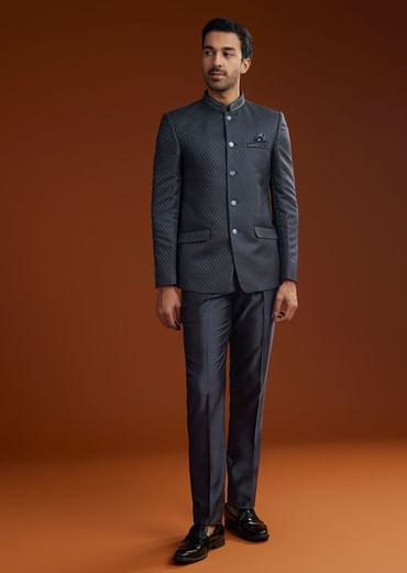 Blue Jodhpuri Suit With Cutdana Embroidery