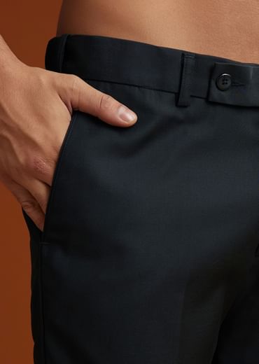 Black Jodhpuri Suit With Minimalist Design