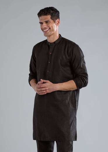 Black Kurta Jacket Set With Zardosi Hand Work
