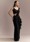 Black Lycra Ready Pleated Saree With Embroidery And Matching Blouse