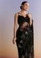 Black Net Saree With Golden Sequins And Cutdana Embroidery