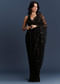 Black Net Saree With Intricate Floral Sequins Embroidery