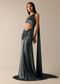 Black One Shoulder Fishcut Gown With Attached Drape