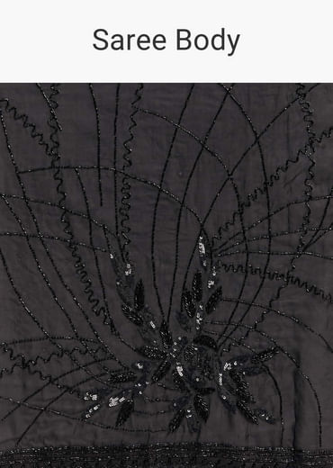 Black Organza Saree With Beaded Geometric Embroidery