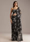 Black Organza Saree With Floral Print And Sequin Embroidery