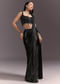 Black Ready To Drape Frill Saree With Ruching Blouse