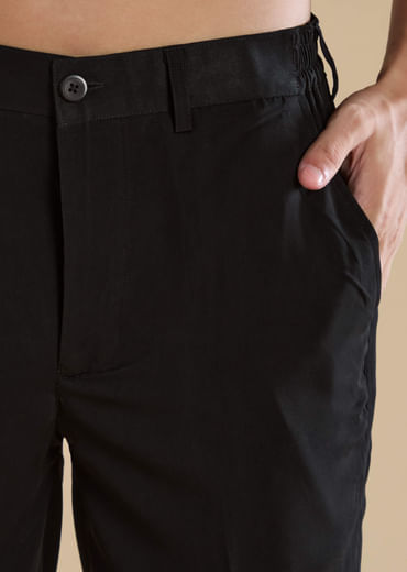 Black Resham Work Straight Mens Kurta and Pant Set