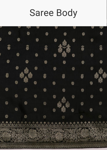 Black Saree With Woven Buttis In Brocade Weave