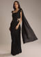 Black Silk Ready Pleated Saree With Cutdana Work