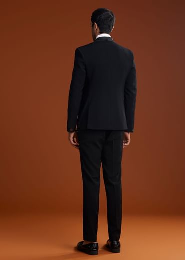 Black Suiting Coat Set With Cutdana Embroidery