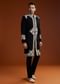Black Suiting Indo Jacket Set With Floral Resham Embroidery