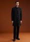 Black Velvet Open Indo Jacket Set With Embroidery