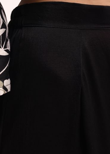 Black Abstract Printed Chanderi Kurta Palazzo Set