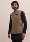 Black And Brown Embroidered Silk Kurta Jacket Set For Men