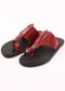 Black And Red Strappy Slides For Men In Leather With Buttons