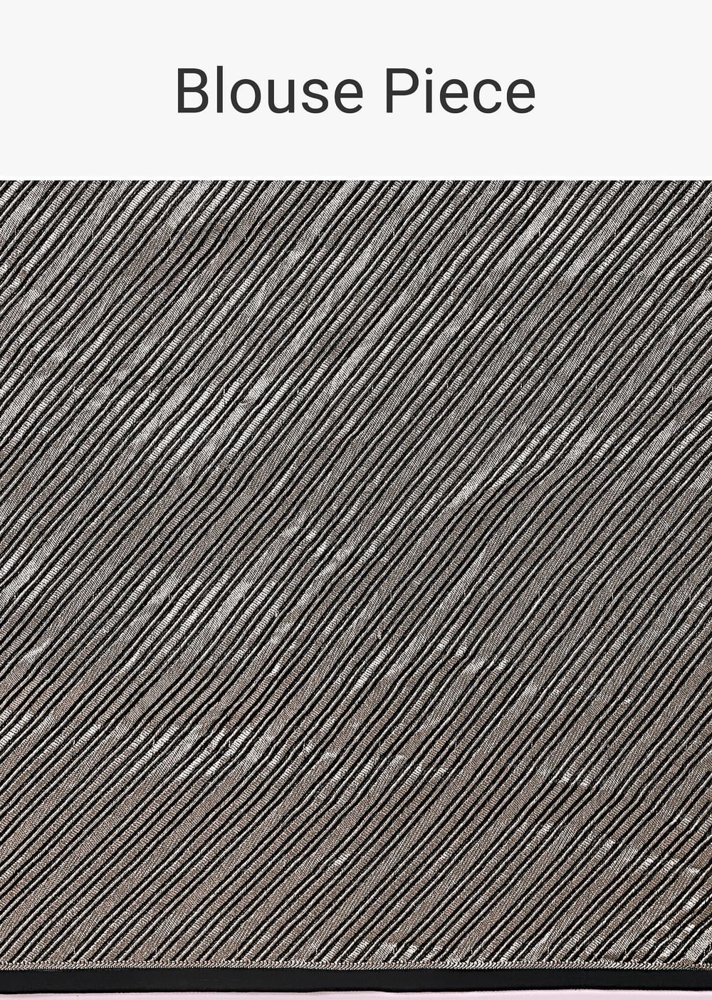 Black And Silver Half Striped Chanderi Saree And Stitched Blouse