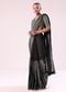Black And Silver Half Striped Chanderi Saree And Stitched Blouse