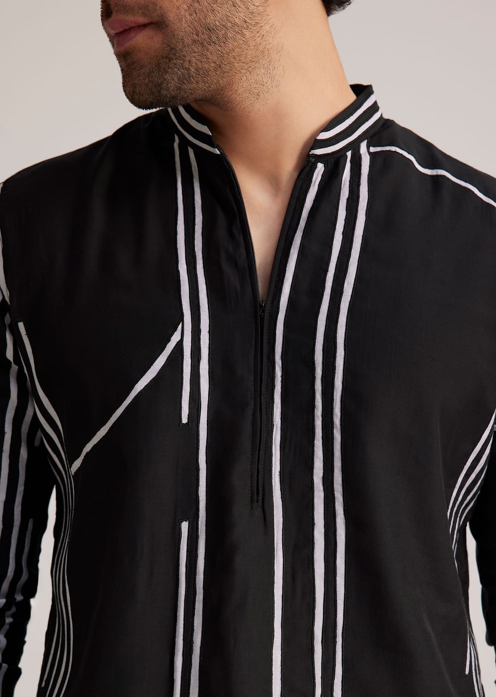Black and White Abstract Printed Kurta Set