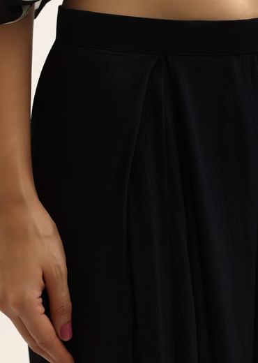 Black Beaded Crop Top And Palazzo Set