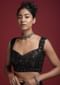 Black Blouse With Sweet Heart Neck And Sequins And Moti Work