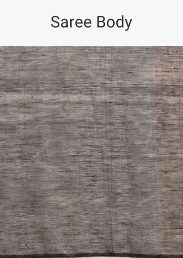 Black Coloblock Linen Tissue Woven Saree